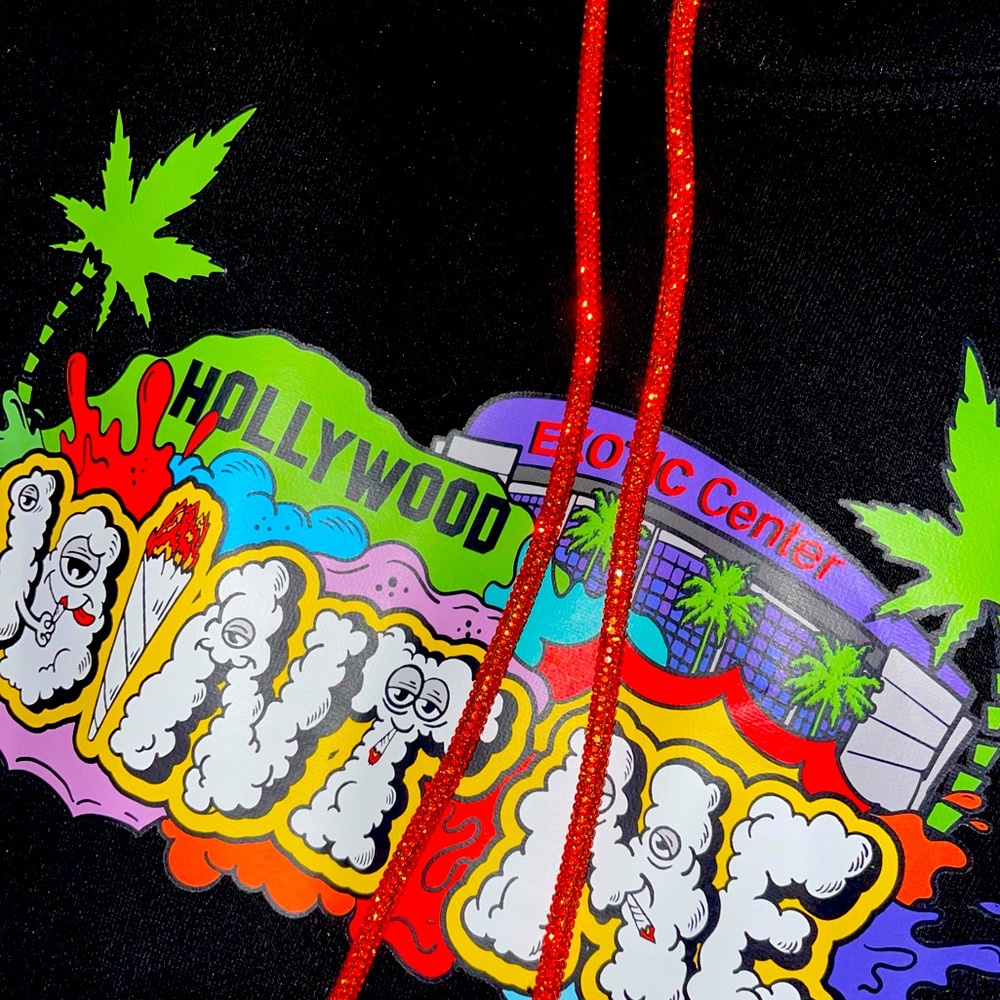 BRAND NEW JOINT ME HOODIE WITH ORANGE SWOROVSKI STRINGS MENS SIZES S-XXL
